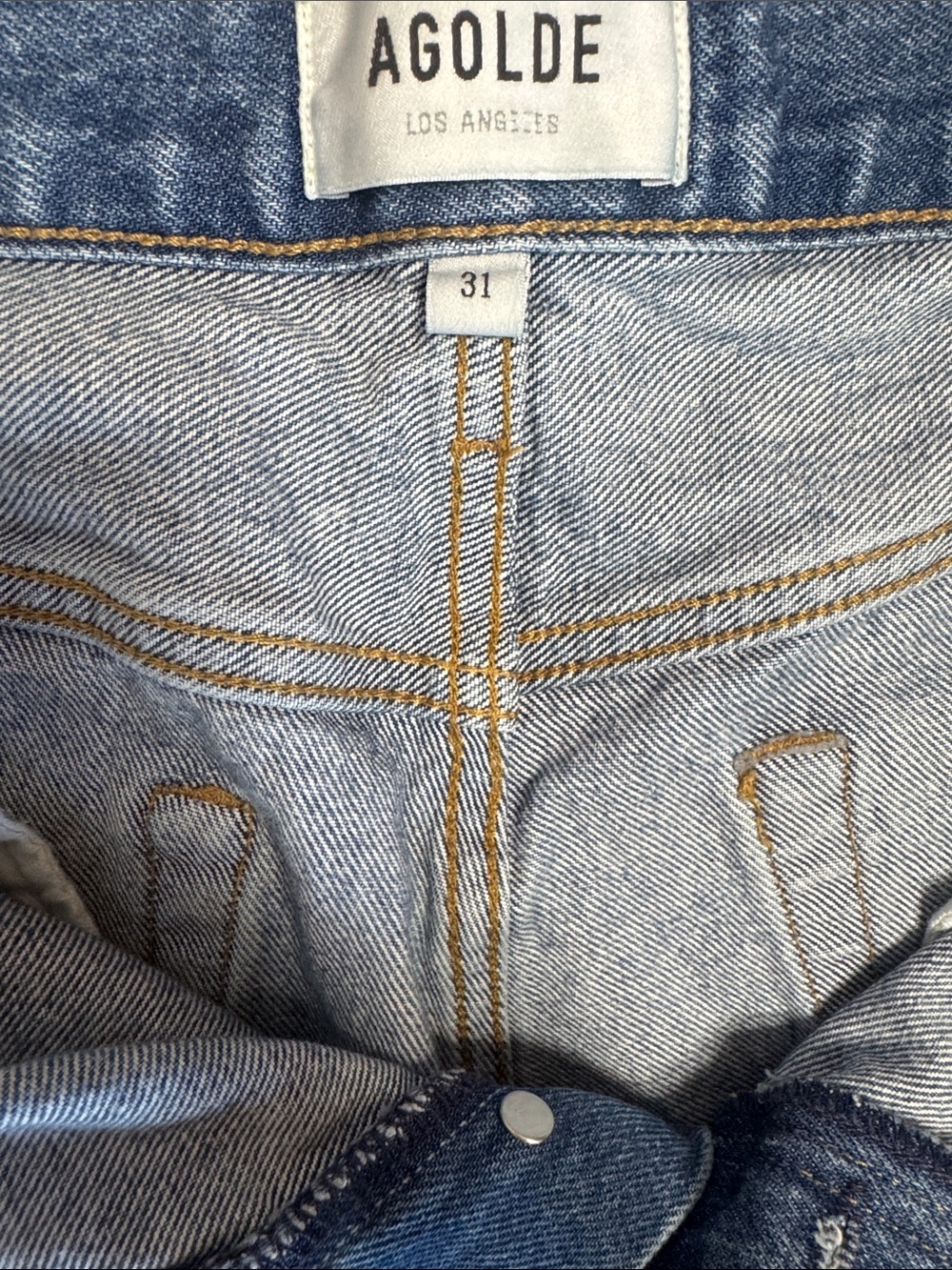 Agolde Classic Blue High-Rise Denim Shorts - Picture 7 of 15